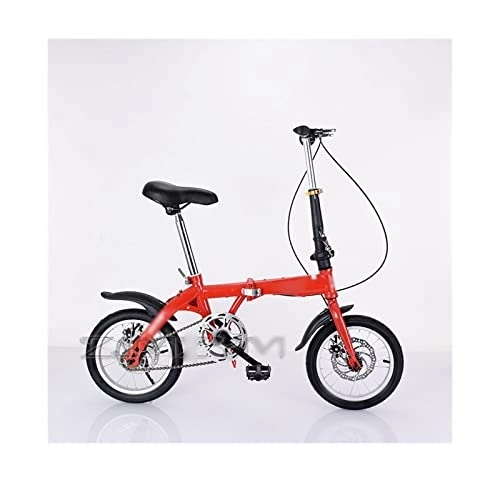 Folding Bike : HESNDzxc Bicycles for Adults Folding Bicycle 14" for Women Portable Bike Outdoor Subway Transit Vehicles Foldable Bicicleta (Color : Red)