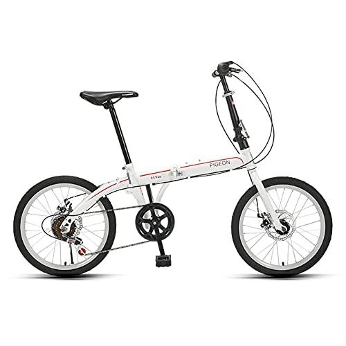 Folding Bike : HEZHANG Folding Bicycles, 20 inch 6 Speed Foldable Bike Lightweight City Travel Exercise for Men Women Children, White