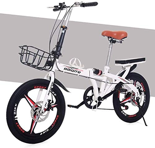 Folding Bike : HFFFHA 14inch Adult Bicycle Bike Urban Commuter Folding, Compact Foldable Bike Men Women Students, Disc Brake Outdoor Bicycle With Rear Rack (Color : C, Size : 16in)