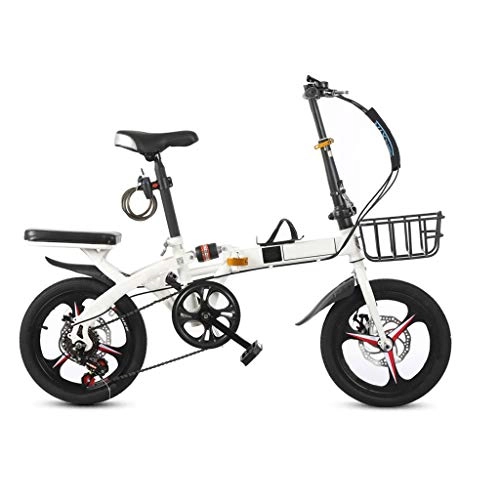 Folding Bike : HFFFHA 20 Inch Folding Bicycle Women'S Light Work Adult Adult Ultra Light Variable Speed Portable Adult Small Student Male Bicycle Folding Carrier Bicycle Bike, White