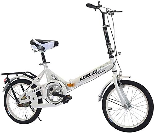 Folding Bike : HFFFHA 20 Inch Folding Bike Free Installation Outroad Bicycles, Outdoor Light Foldable Bike, Compact Folding Bicycle Men Women Students With Rear Rack White