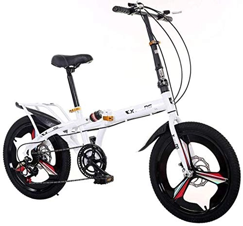 Folding Bike : HFFFHA 20 Inches Teens Suitable For Mountain Roads And Rain And Snow Roads This Bicycle Is Foldable Ladies Shopper, Disc Brake (Color : A)