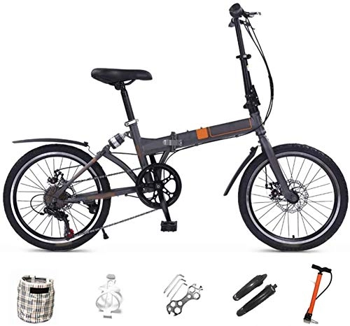 Folding Bike : HFFFHA 24-inch Folding Mountain Bike Bicycle Male And Female Students Shift Double Shock Absorber Adult Commuter Foldable Bike Dual Disc Brakes (Color : C)