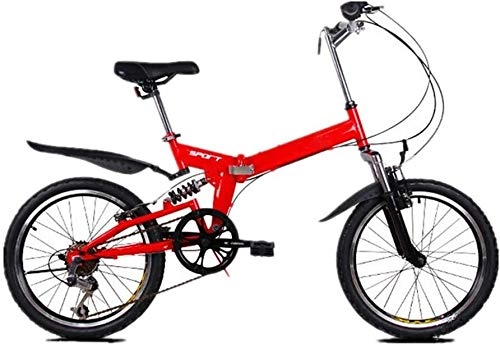 Folding Bike : HFFFHA 24 Inch Folding MTB Bike Lockable Fork, Front & Rear Suspension, Both Disc Brake, Mountain Bike (Color : C)