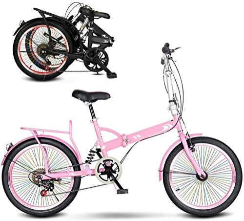 Folding Bike : HFFFHA 6 Speed Folding Bicycle, Foldable Men And Women Folding Bike-20 Inch Adult Men And Women Portable Commuter Shift Bicycle Gift Car Activity Car (Color : C)