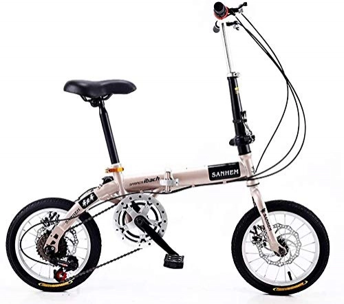 Folding Bike : HFFFHA Bicycle, Folding Bike 14 Inch Foldable Mini Ultralight Portable Adult Children Students Men And Women Small Wheel Variable Speed For Adult Female / Male Outdoor Cycling Travel Work Out And Commut