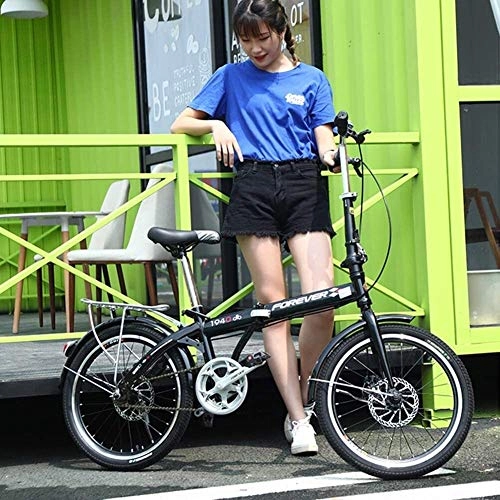 Folding Bike : HFFFHA Folding Bike With Dual Disc Brakes Portable Foldable Bicycle, Outdoor Commuter Bike For Adults Students (Color : B)