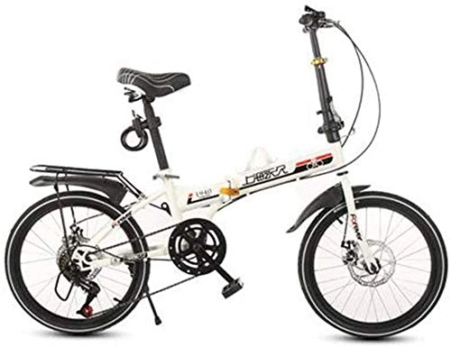 Folding Bike : HFFFHA Folding Speed Bicycle Steel Folding City Bike - 20 Inch Men And Women Double Brake Shock Absorber Variable Speed Bicycle Lightweight Portable Bicycle (Color : B)