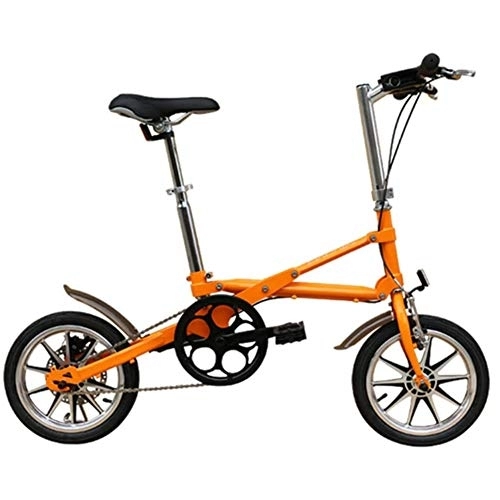 Folding Bike : HFJKD 14 inch Disc Brake Foldable Bicycle, Mini Adults Folding Bikes, Single Speed, Men Women High-Carbon Steel Frame Commuter Bike