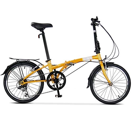 Folding Bike : HFJKD Adults 6 Speed Light Weight Folding Bicycle, High-Carbon Steel Frame, Folding City Bike with Rear Carry Rack, 20inch Folding Bike, For adults, Orange