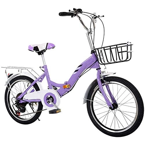 Folding Bike : HFJKD Single speed Folding bicycle, 20 inch adult ultra light speed portable bicycle, High carbon steel frame, For students Office worker bicycle, Purple