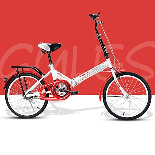 Folding Bike : HHORD Folding Bicycles, Students Bicycle, Folding Bicycle Speed, Is Suitable for Urban Riding And Commuting, Featuring Front And Rear Fenders, Red, 16inch