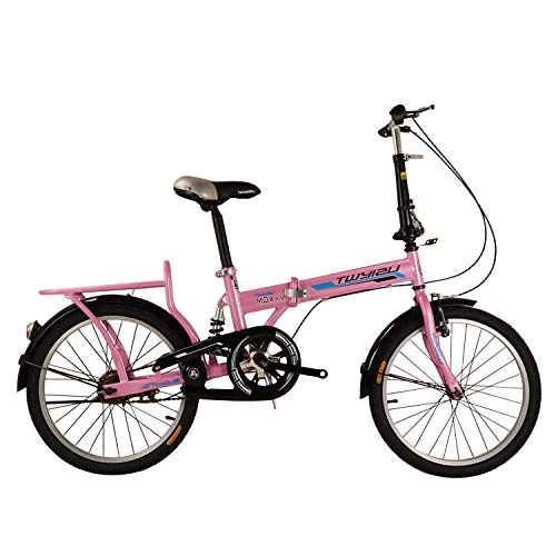 Folding Bike : HJDY City bike Bikes Folding bicycle for men and women 20 inch folding bicycle-pink