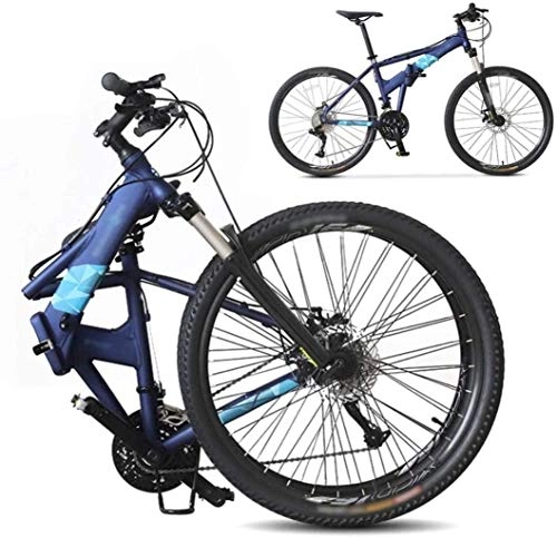 Folding Bike : HJRBM Bikes Off-Road Bicycle Bike， 26-Inch Folding Shock-Absorbing Bicycle， Foldable Commuter Bike - 27 Speed Gears - Double Disc Brake 7-14，Blue fengong (Color : Black)