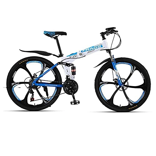 Folding Bike : HJRBM Folding Mountain Bike， Adult 24 Speed Bicycle， High Carbon Steel Outroad Bicycles， Shock Absorber And Double Disc Brake， for Outdoor Commuting Riding(26") fengong