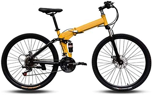 Folding Bike : HJRBM Mountain Bikes，Easy to Carry Folding High Carbon Steel Frame 24 inch Variable Speed Double Shock Absorption Foldable Bicycle 6-6，24 Speed fengong
