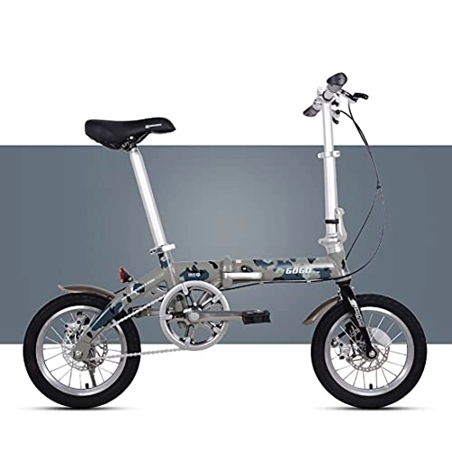Folding Bike : Hmvlw foldable bicycle 14-inch folding bicycle unisex, go to work, school and play, can put the trunk (Color : Gray)