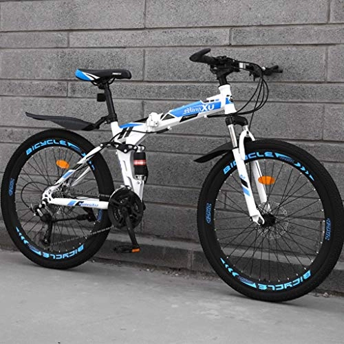 Folding Bike : Hmvlw foldable bicycle Foldable Variable Speed Dual Shock Absorption System Men And Women Outdoor Sports City Commuter Bicycle 24 Inch Mountain Bike (Color : C)