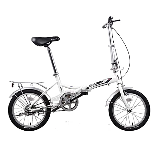 Folding Bike : Hmvlw foldable bicycle Folding bicycle 16 inch aluminum alloy high carbon steel unisex small ultra-light portable folding bicycle (Color : White)