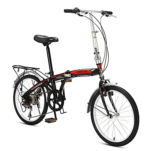 Folding Bike : Hmvlw foldable bicycle Mobility Folding Bicycle Front V Brake Rear Brake 20-inch 7-speed Variable Speed ​​Small Folding Bicycle Adult Male and Female Portable Bicycle (Color : Black)