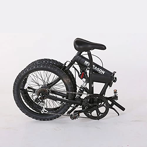 Folding Bike : Hmvlw Folding bicycle Folding mountain bike, 20-inch 6-speed, unisex, adjustable seat height, beaded pedals, (Color : Black)