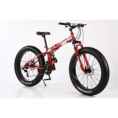 Folding Bike : Hmvlw Mountain Bike Two-wheeled Shock-absorbing Mountain Bike, Folding Bike, Off-road Variable Speed Bicycle, Male And Female Student Youth Bicycle (Color : Red)