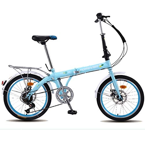 Folding Bike : Hmvlw mountain bikes 20-Inch Folding Speed Bicycle - Portable City Commuter Car for Men Women, Blue