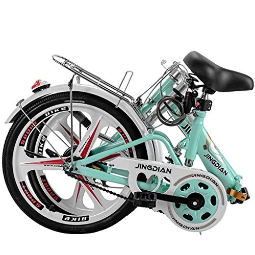 Folding Bike : Hmvlw mountain bikes Folding Bicycle Lightweight Single Speed Portable Female City Commuter Bicycle, Green