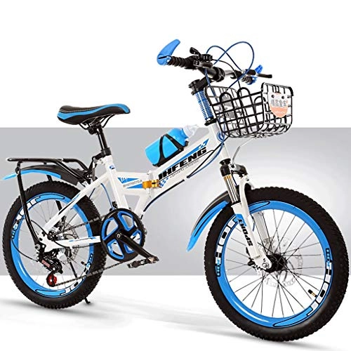 Folding Bike : Hmvlw mountain bikes Folding Children's Bicycle Variable Speed Mountain Bike, Boys and Girls Outdoor Activity Car, With Basket