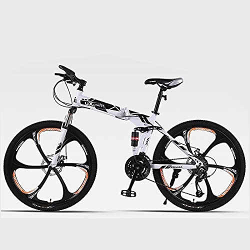 Folding Bike : Hmvlw Portable bicycle Adult men's and women's variable-speed mountain folding bikes can be stored in the trunk 24 / 26 inch 6-wheel speed double shock absorption (Color : Black, Size : 26 inches)