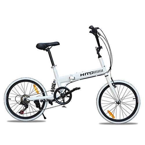 Folding Bike : HUAHUADP Lightweight 20-inch Folding Bike, Folding Bicycle / Shock-absorbing Off-road Anti-tire Mountain Bike Male And Female Adult Lady Bike-White 152x115cm(60x45inch)