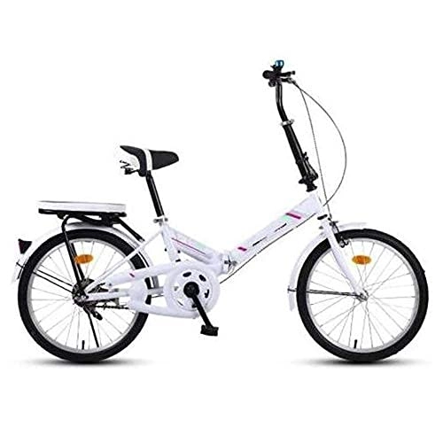 Folding Bike : HUAQINEI 16-inch foldable mountain bike, urban folding bike, compact folding bike, high carbon steel double tube support frame, more secure design, White