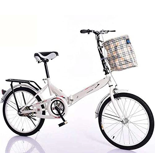 Folding Bike : HUAQINEI Bicycle 20 inch folding bicycle adult men's and women's ultra-light portable shock-absorbing student car gift bicycle, White