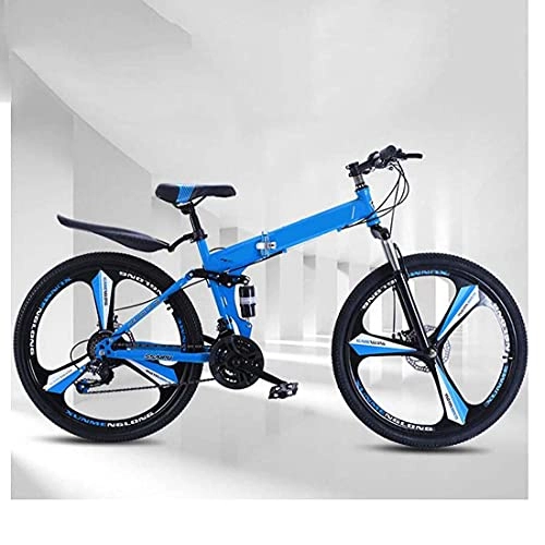 Folding Bike : HUAQINEI Foldable variable speed one-wheel mountain bike 24 inch 26 inch male and female adult student bicycle road bike 21 speed, Blue, 26