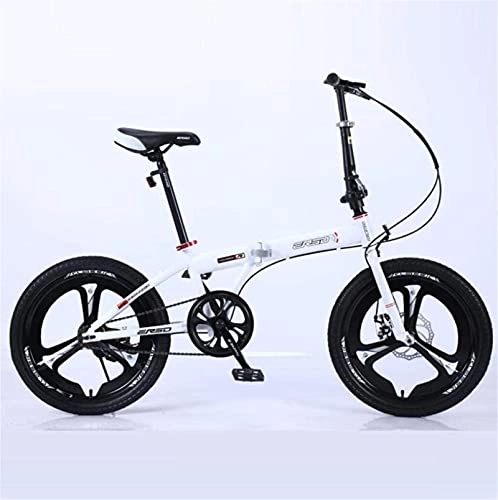 Folding Bike : HUAQINEI Mountain Bikes, Folding Bicycle 20-inch Lightweight Adult Bicycle Super Light Portable Student Bicycle-White Alloy frame with Disc Brakes