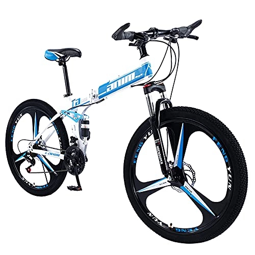 Folding Bike : HWZXBCC Mountain Bike Blue Bikes Fast Folding Ergonomic Lightweight, 27 Speeds Sport, With Anti Slip Wear Resistant, For Men Or Women Wheel Dual Bike