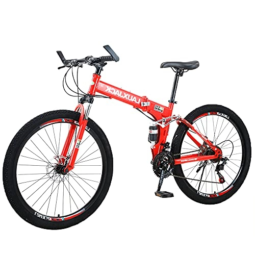 Folding Bike : HWZXBCC Mountain Bike Red Bicycle Folding ​easy To Fold, Ergonomic Comfortable And Beautifu, Small Space Occupation, Anti-skid Tires, Suitable For Mountains And Streets(Size:21 speed)