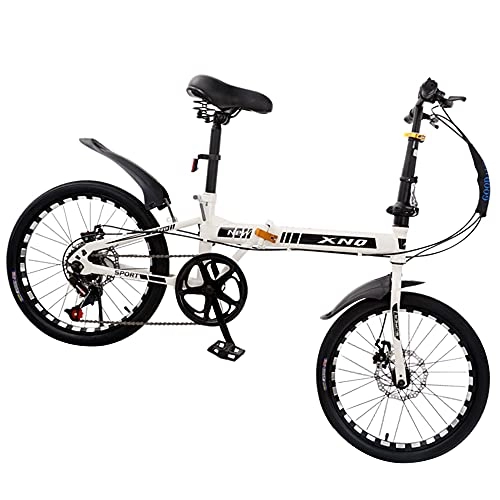 Folding Bike : HWZXBCC White Bike Mountain Bicycle 20 Inch Folding Bike Ergonomic, Easy To Fold, Small Space Occupation, Saddle Retractable, Anti-skid Tires Bike