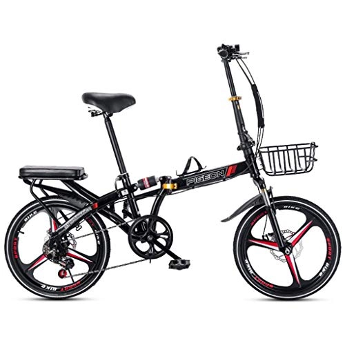 Folding Bike : HXFAFA Foldable bike for men and women, ultra light, variable, student bike, quick fold system, folding bike, 16 inches, 20 inches, 150 x 75 x 95 cm, red