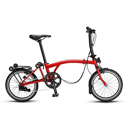 Folding Bike : ITOSUI 16 Inch Folding Bike, 3 Speed Foldable Bicycle Steel Frame Dual Disc Brake Rear Suspension, Lightweight Commuting Adult Bike for Men Women, Front and Rear Double Shock Absorption