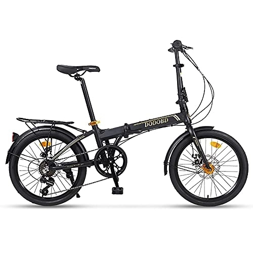 Folding Bike : ITOSUI Folding Bicycle 20 inch 7-speed Shift Variable Speed Male and Female Light Student car Spoke Wheel Small Bicycle, High Carbon Steel Frame with Basket and Taillights