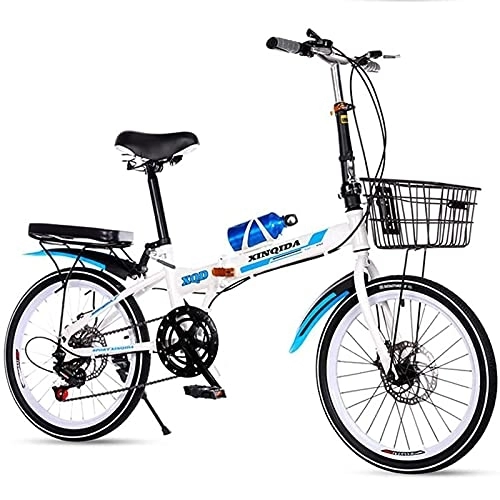 Folding Bike : iuyomhes 20 Inch Folding Bicycles, 7 High Speed Adult Men's City Commuting Bicycles, High Strength Carbon Steel Frame Mountain Bicycles, Male And Female Double Disc Brakes