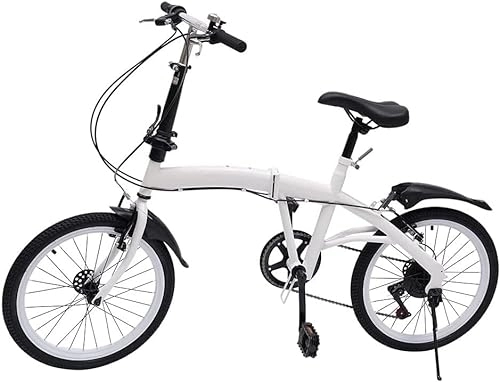 Folding Bike : JAMCHE Adult Folding Bike, 7-Speed Shifter Folding Bicycle Light Weight Carbon Steel Folding Bike City Camping Bicycle Lightweight Portable Bike for Women and Men