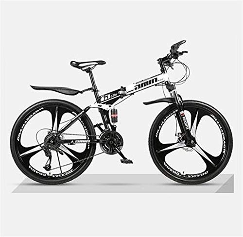 Folding Bike : JHKGY Bikes Folding Bicycle Mountain Bike Dual Disc Brake, Lightweight Carbon Steel Full Suspension Frame, Lightweight And Durable for Men Women Bike, white, 24 inch 30 speed