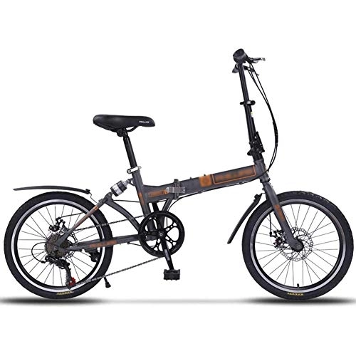 Folding Bike : JHNEA 20 Inch Folding Bike, Single Speed Low Step-Through Steel Frame Foldable Compact Bicycle with Fenders and Comfort Saddle Urban Riding and Commuting, Gray