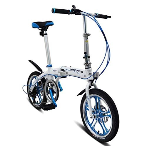 Folding Bike : JI TA City Bike Unisex Adults Folding Mini Bicycles Lightweight For Men Women Ladies Teens Classic Commuter With Adjustable Handlebar & Seat, aluminum Alloy Frame, 6 speed - 16 Inch W