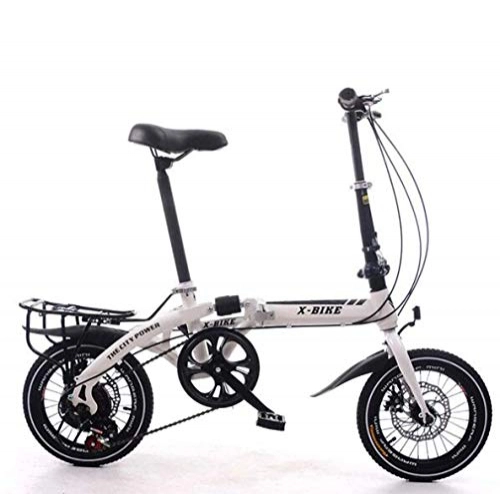 Folding Bike : JI TA City Bike Unisex Adults Folding Mini Bicycles Lightweight For Men Women Ladies Teens Classic Commuter With Adjustable Handlebar & Seat, aluminum Alloy Frame, 7 speed - 16 Inch W