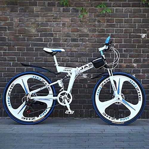 Folding Bike : JIAWYJ YANGHAO-Adult mountain bike- Mountain Bike Folding Bikes, 26 Inch Double Disc Brake Full Suspension Anti-Slip, Off-Road Variable Speed Racing Bikes for Men and Women YGZSDZXC-04