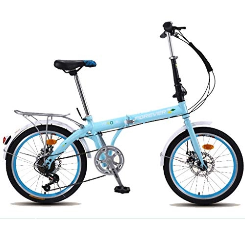 Folding Bike : JINDAO foldable bicycle 20-Inch Folding Speed Bicycle - Portable City Commuter Car for Men Women, Blue