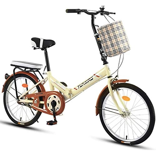 Folding Bike : JINDAO foldable bicycle Folding Bicycle 20 Inch Men And Women Lightweight Folding Bike Bicycle Adult Portable Car Double Disc Brake Folding Bike (Color : Yellow)